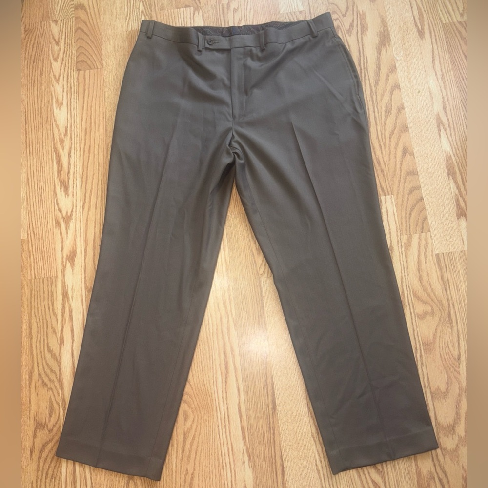 Lauren Ralph Lauren Pants Mens 42x30 Brown Solid Dress Flat Front Straight Leg